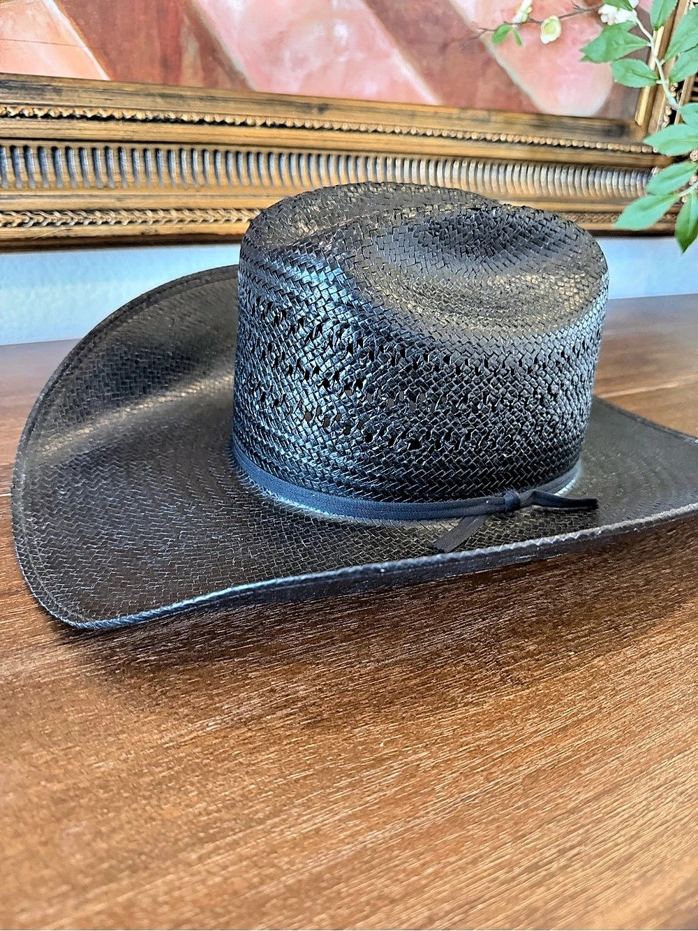 Bailey Black Woven Straw Western Cowboy Hat Size 7 Made in USA